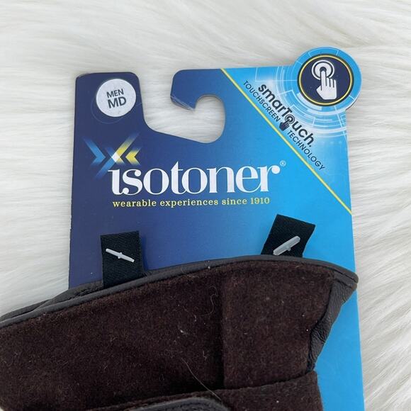Isotoner Men's Leather Smart Touch Gloves - Saddle - Medium - New with tags - Picture 3 of 5